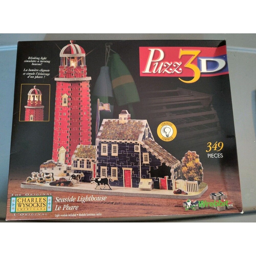 Puzz 3D Seaside Lighthouse Charles Wysocki With Blinking Light 349 Pieces